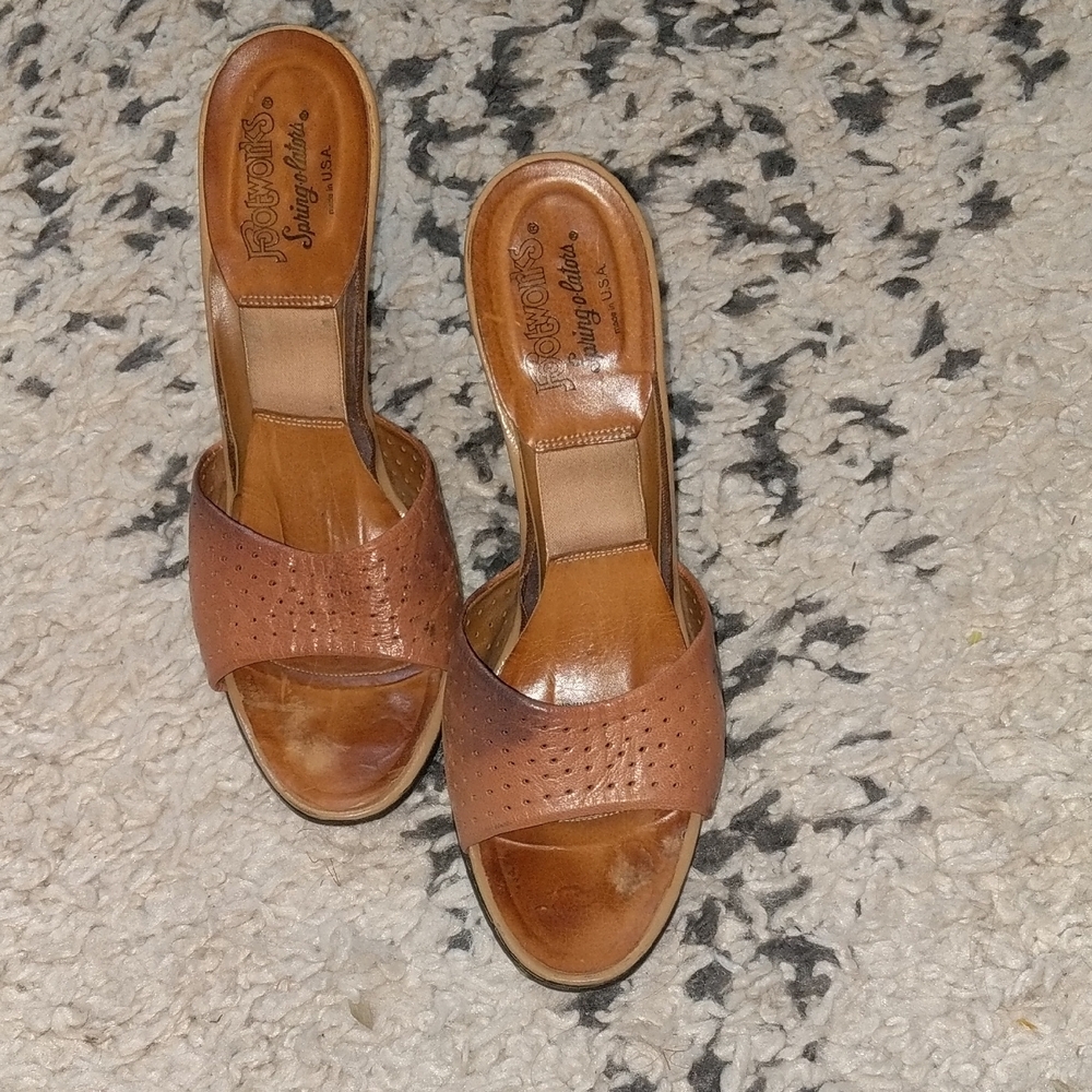 Vintage 1950s(?) Midcentury Footworks Sling-o-lators Slide Mules - Picture 2 of 6